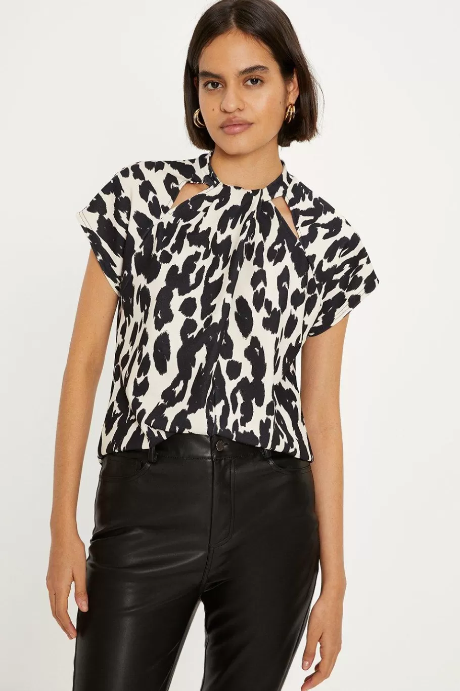 Oasis Animal Scuba Crepe Twist Neck Top Mono Flash Sale