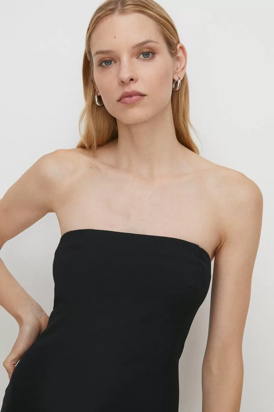 Oasis Bandeau Woven Crepe Mini Dress Black Shop