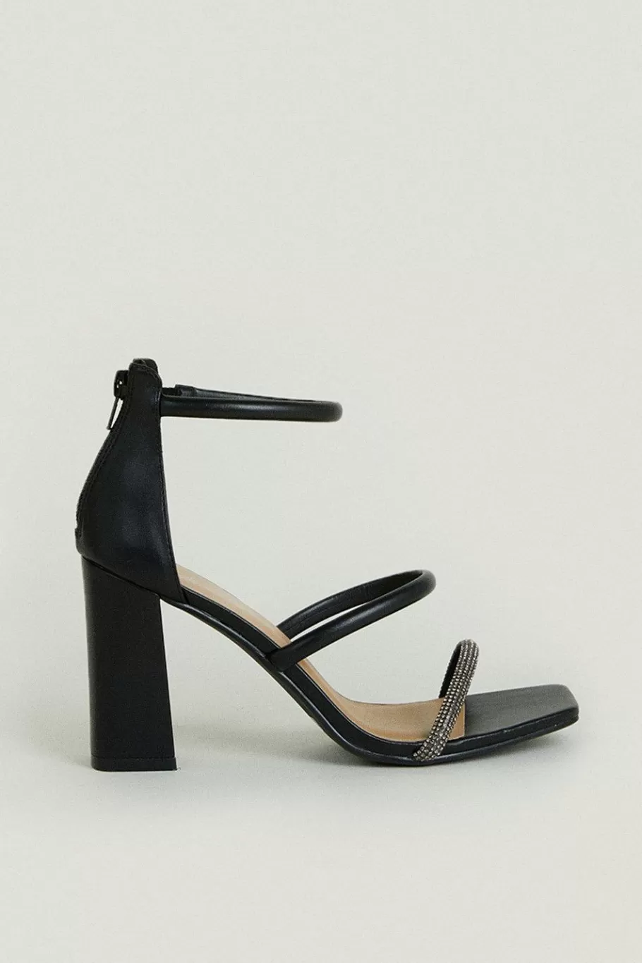 Oasis Barely There Block Heel Sandals Black New