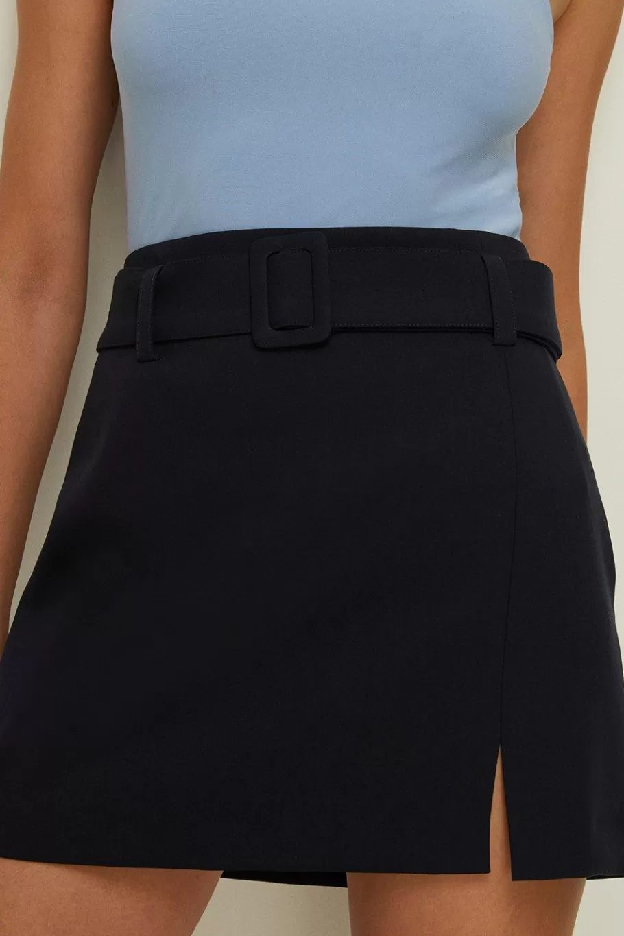 Oasis Belted Split Detail Mini Skirt Navy Best