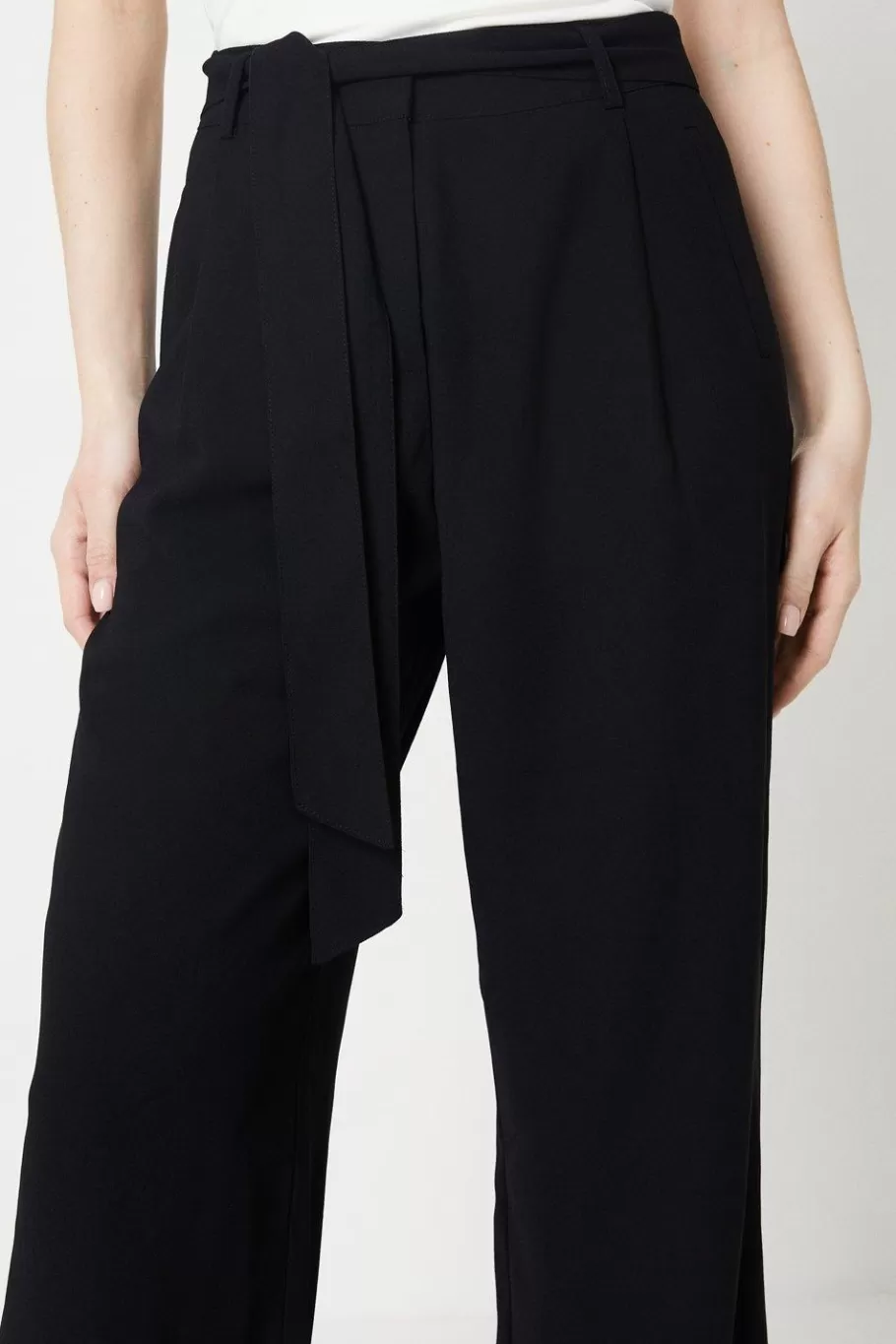 Oasis Belted Wide Leg Trouser Black Hot