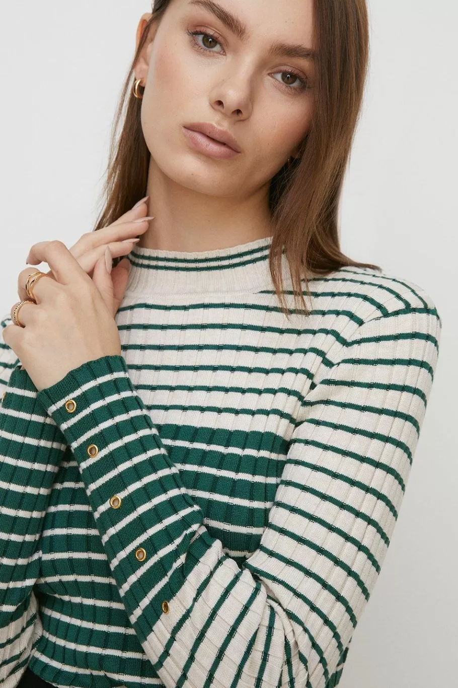 Oasis Block Stripe Bretton Jumper Navy Best Sale