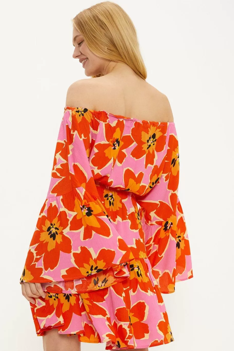 Oasis Bright Floral Bardot Dress Multi Best Sale