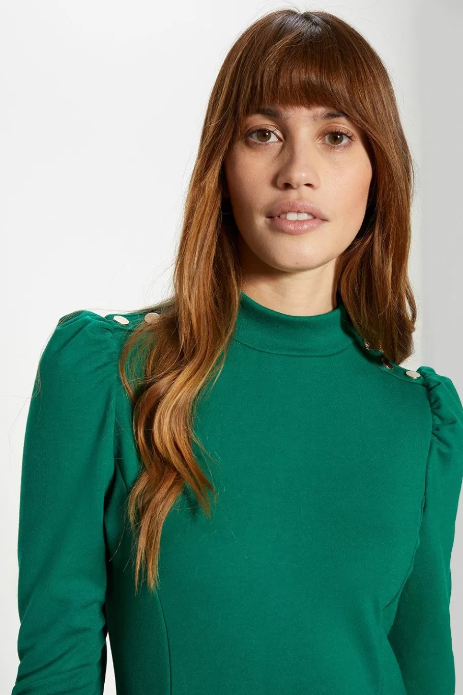 Oasis Button Shoulder Ponte Midi Dress Green Shop