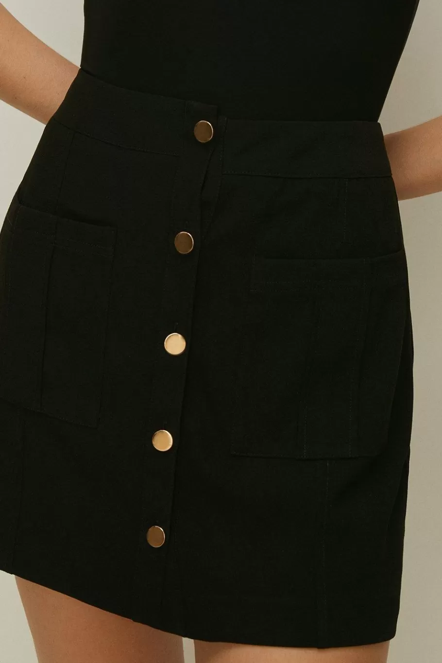 Oasis Button Through Crepe Mini Skirt Black Cheap