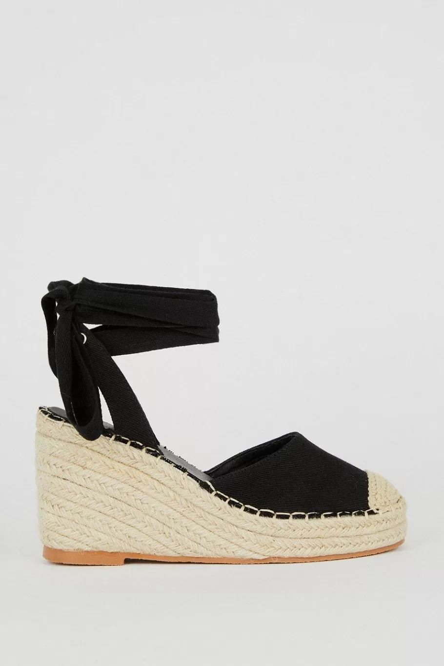 Oasis Canvas Espadrille Lace Up Wedge Black Shop