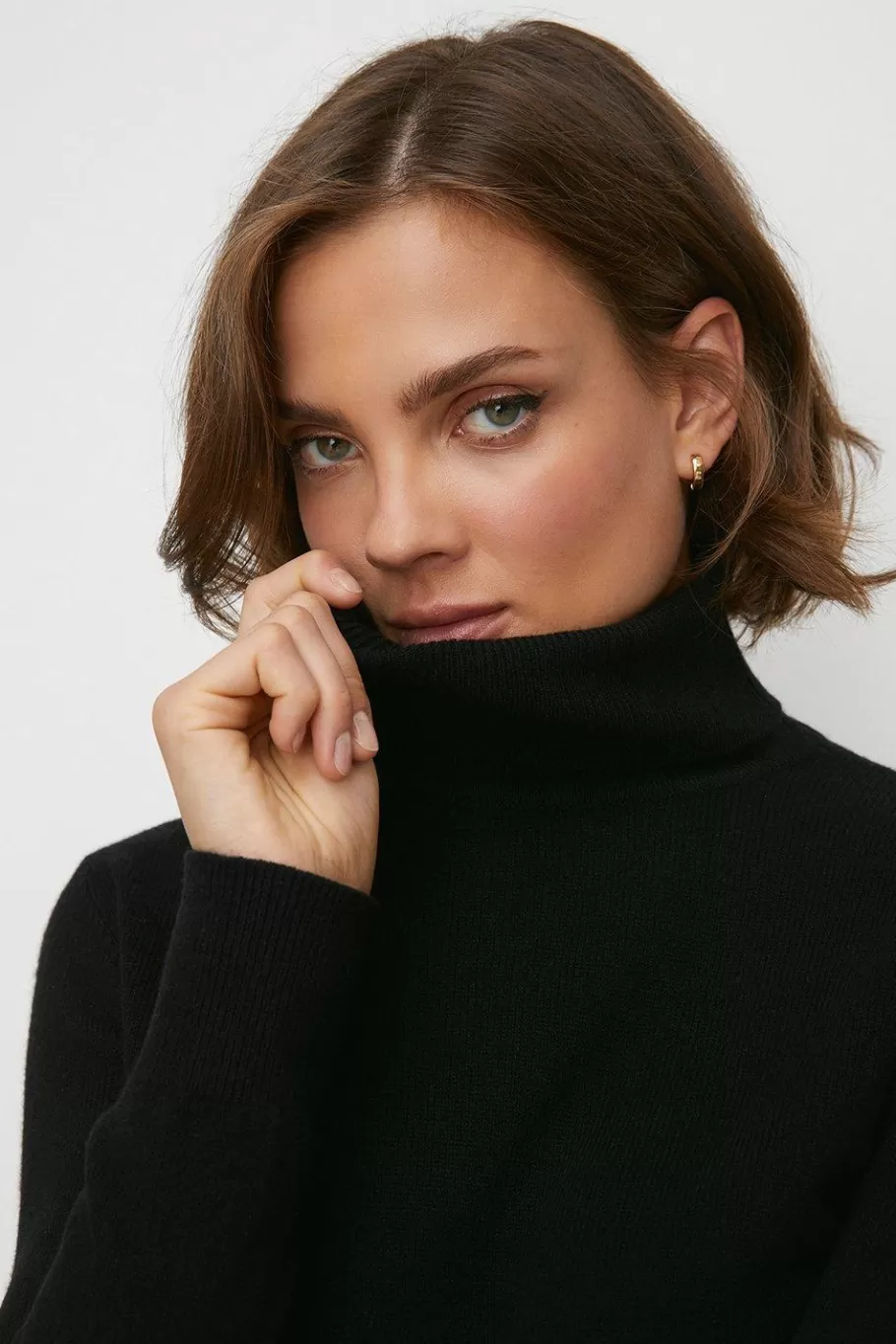 Oasis Cashmere Roll Neck Jumper Black Sale