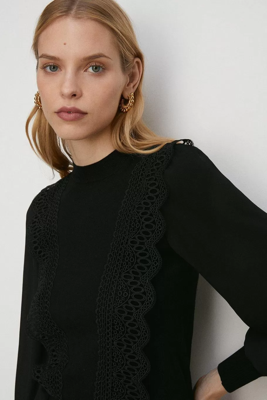 Oasis Chemical Lace Woven Mix Jumper Black Best Sale