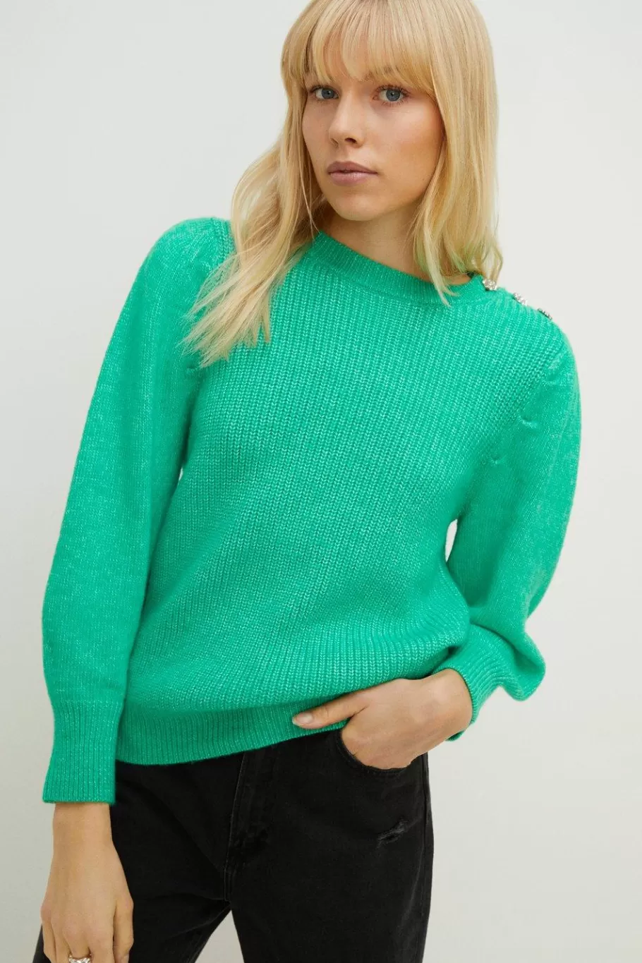 Oasis Colour Block Button Detail Jumper Multi Flash Sale