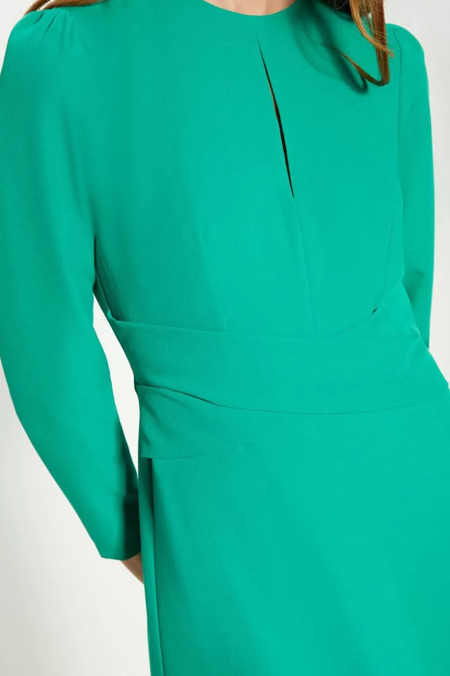 Oasis Compact Crepe Cross Front Midi Dress Green Flash Sale