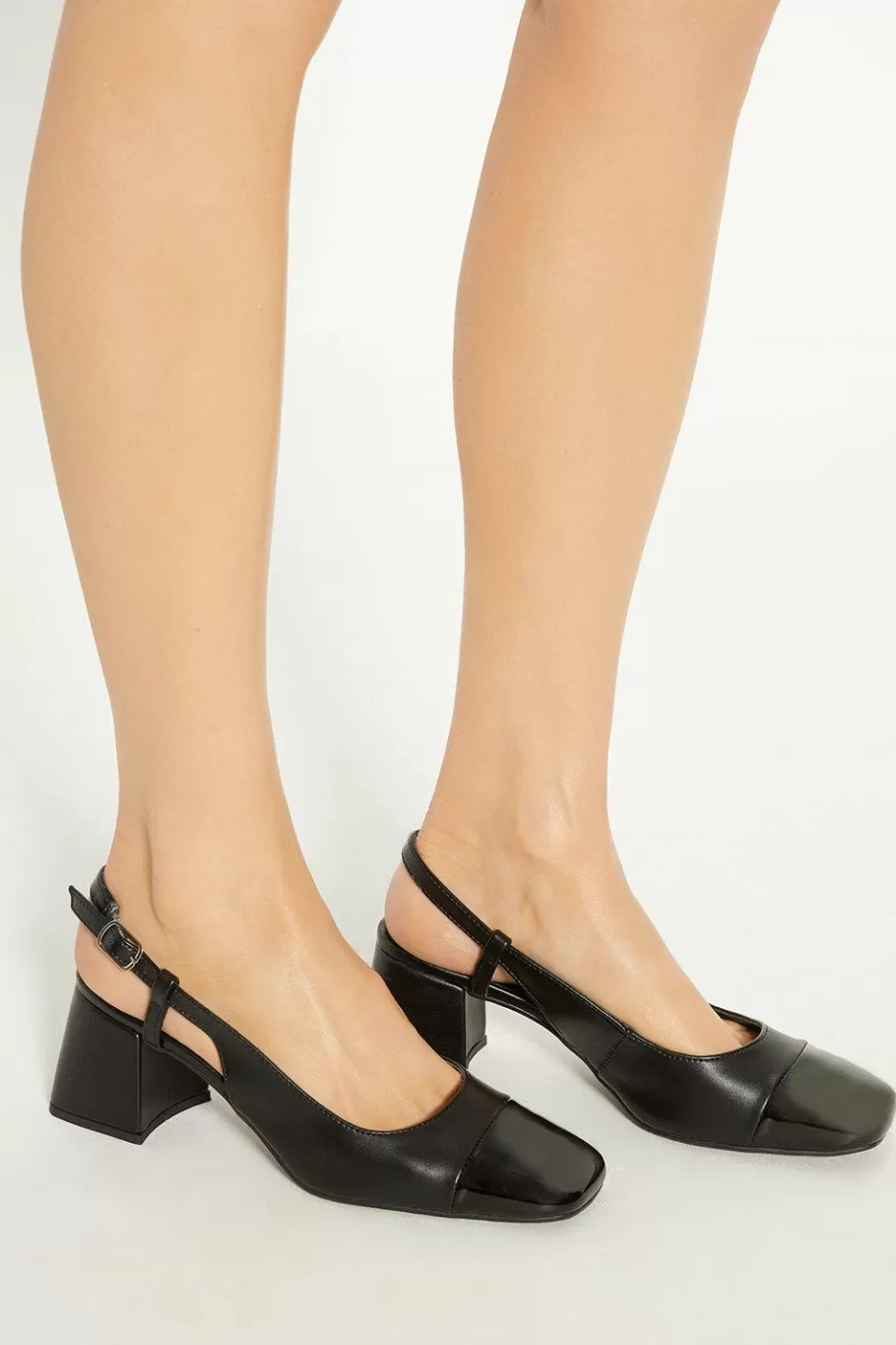 Oasis Contrast Toe Sling Back Court Shoes Black Best