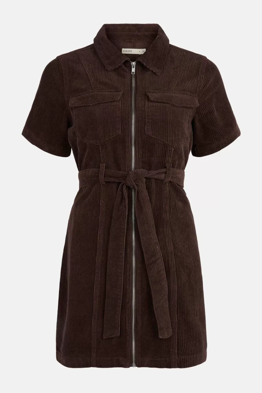 Oasis Cord Zip Through Shirt Dress Chocolate Cheap