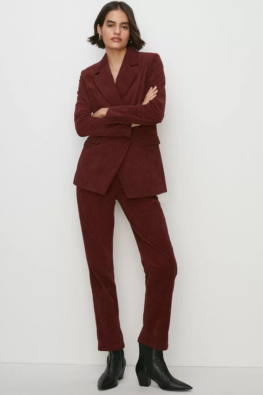 Oasis Corduroy Straight Leg Trouser Wine Fashion