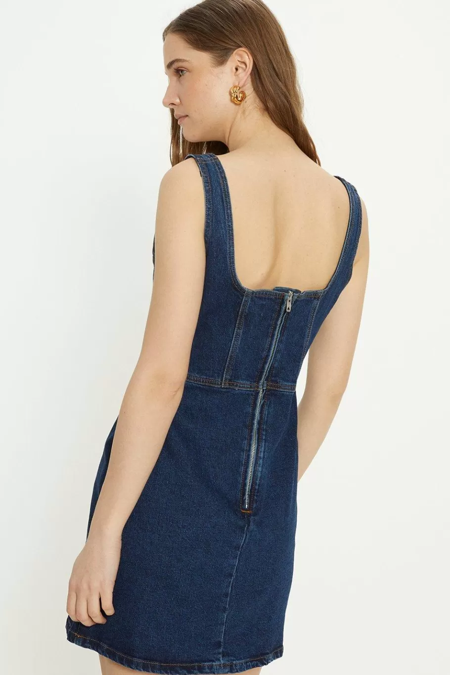 Oasis Corset Denim Mini Dress Dark Wash Cheap