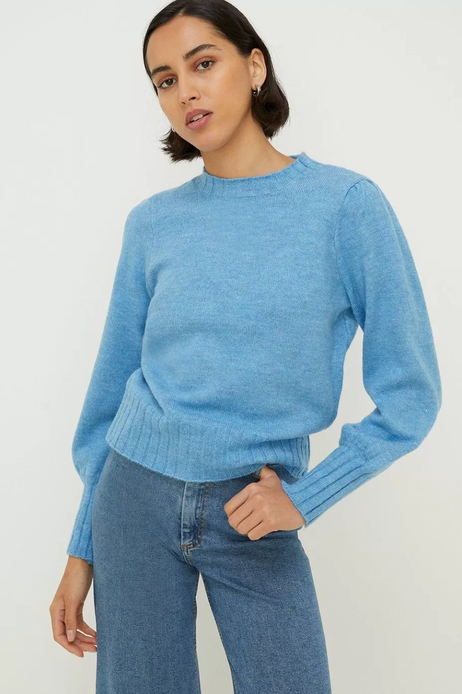 Oasis Cosy Crew Neck Jumper Blue Cheap