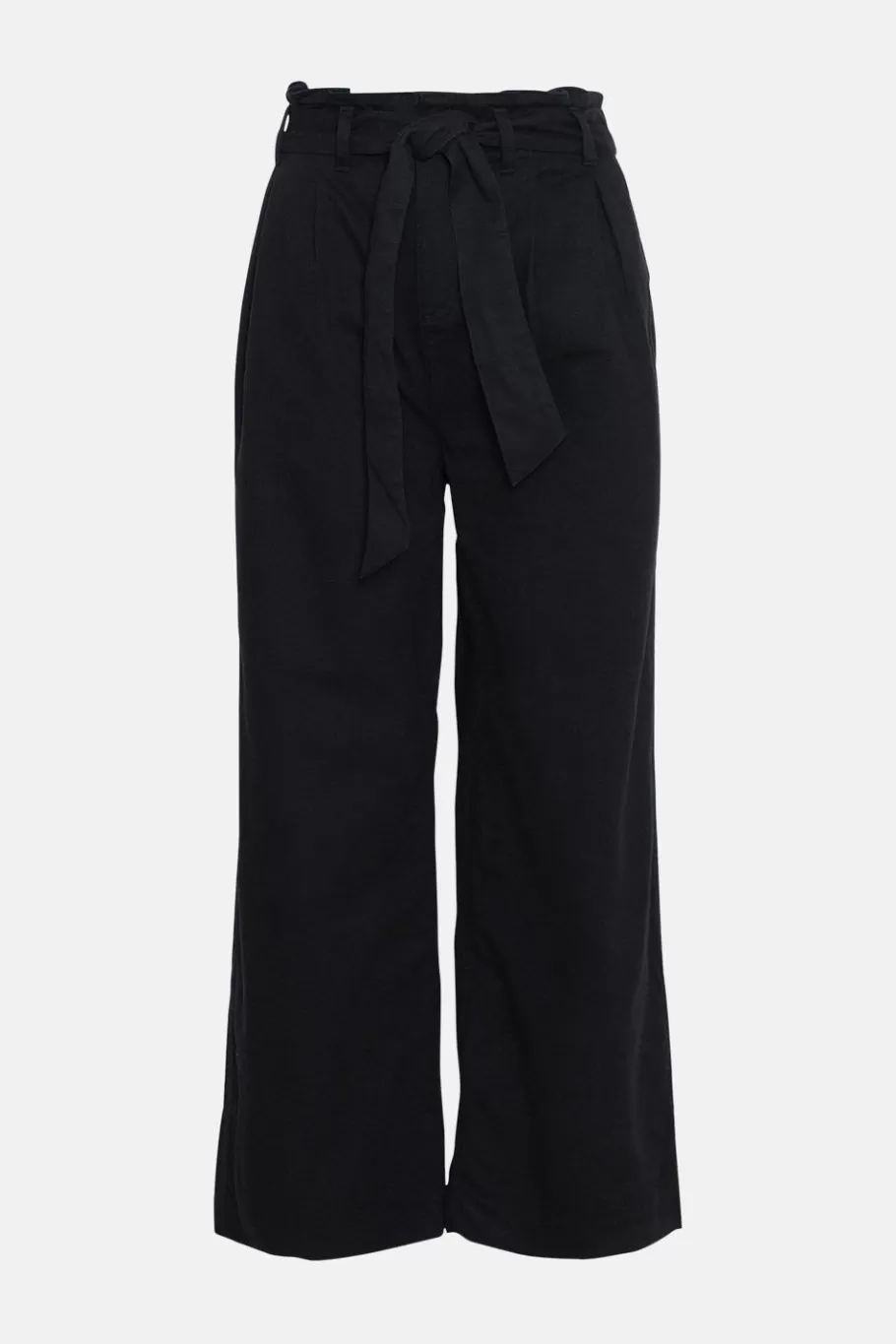 Oasis Cotton Twill Tie Waist Wide Leg Trouser Black Cheap