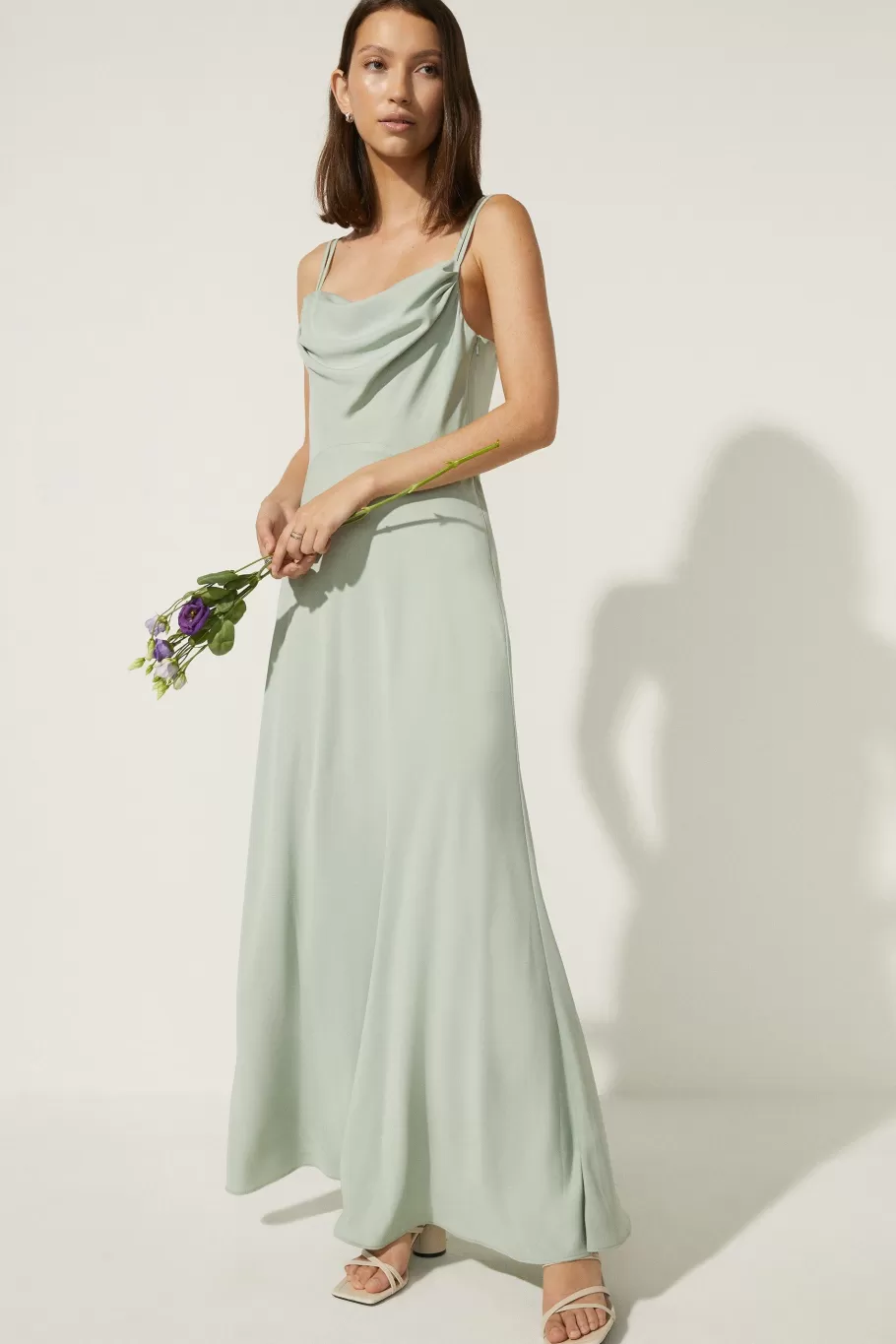 Oasis Cowl Double Strap Midi Dress Sage Fashion