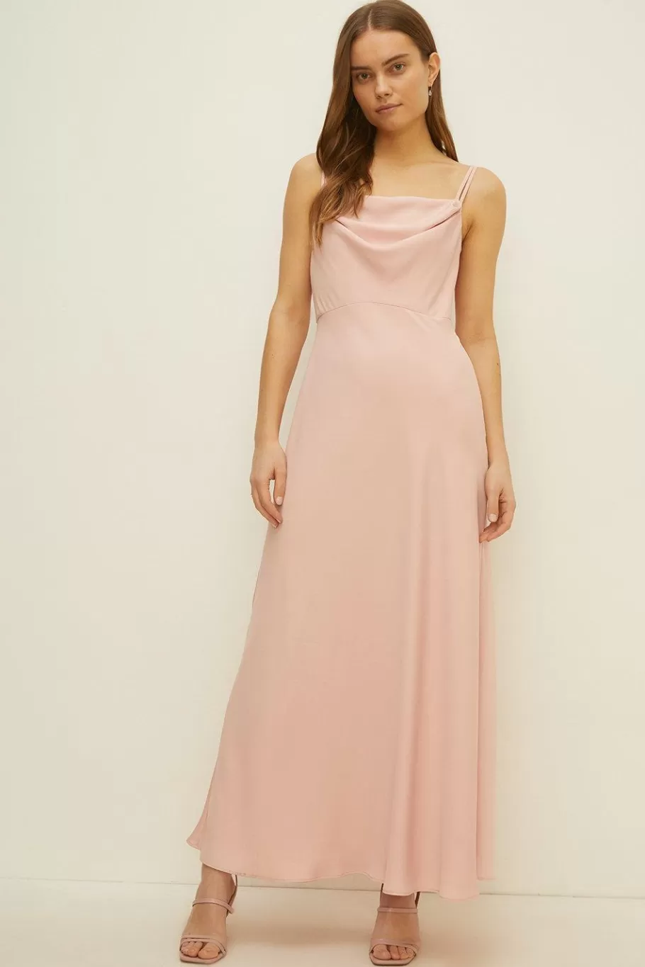 Oasis Cowl Double Strap Midi Dress Blush Best