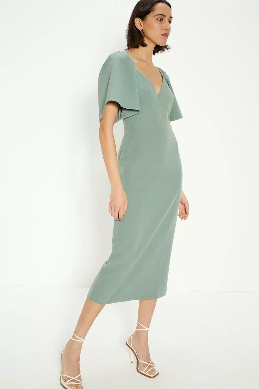 Oasis Crepe Cut Out Pencil Dress Sage Best