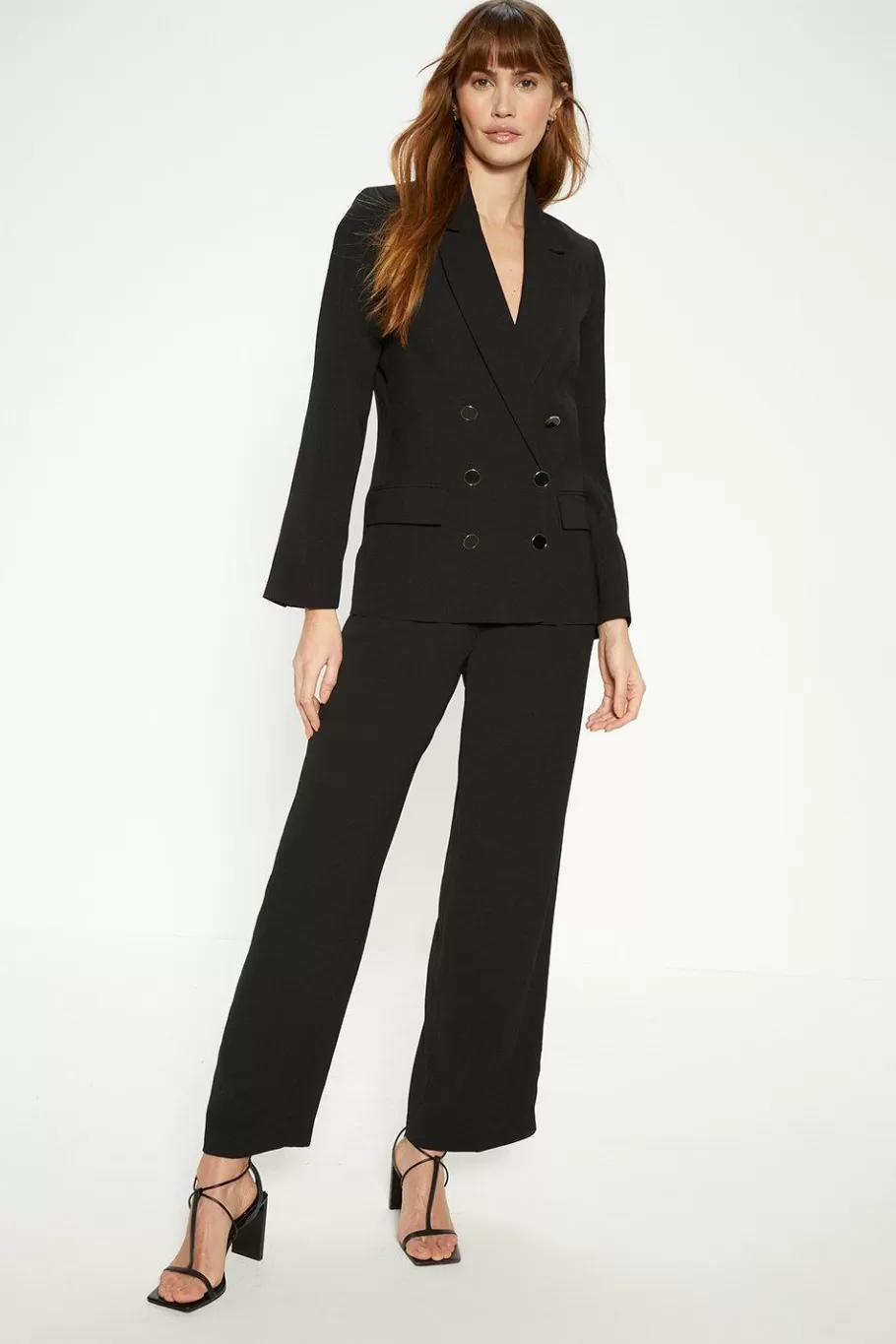 Oasis Crepe Double Breasted Relaxed Blazer Black Hot