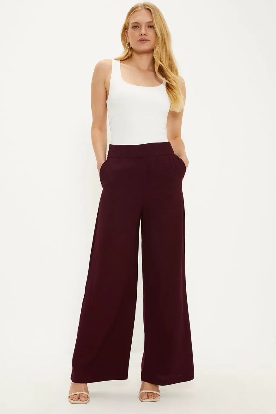 Oasis Crepe Wide Leg Trouser Black Best Sale