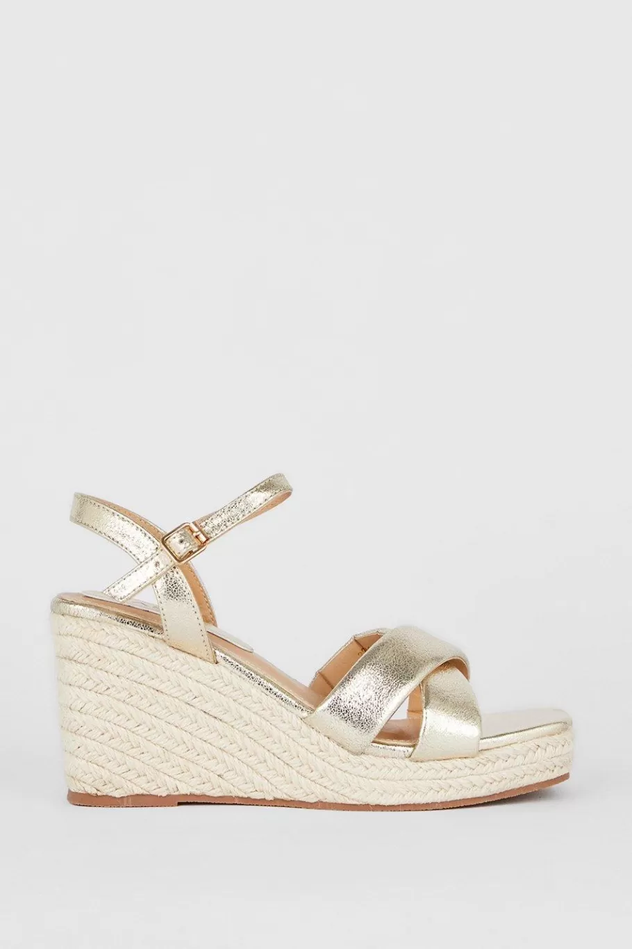 Oasis Cross Over Espadrille Wedges Gold Discount