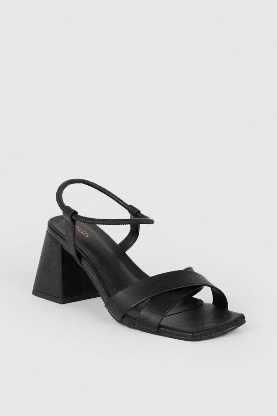 Oasis Cross Strap Block Heel Sandals Black Clearance