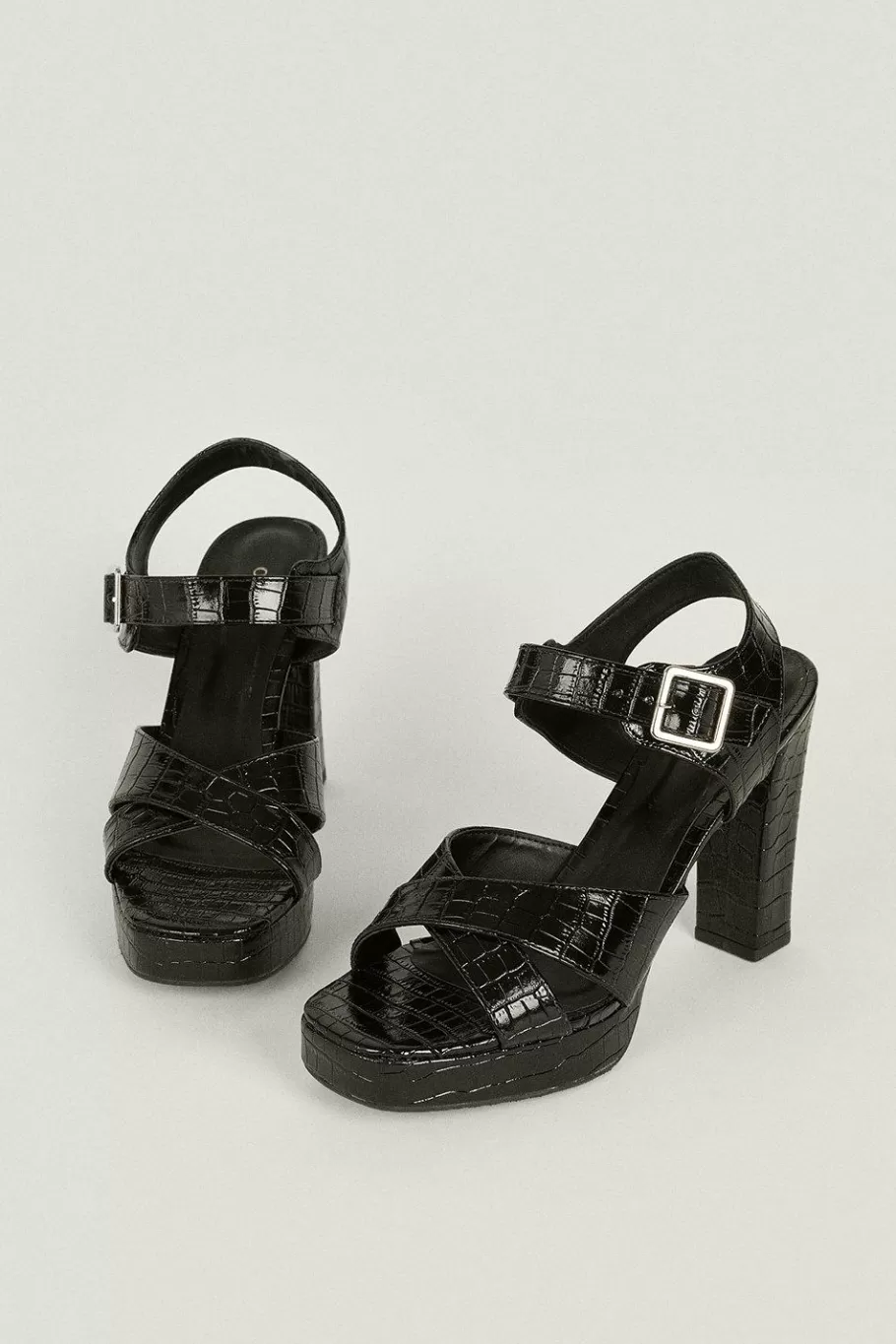 Oasis Cross Strap Platform Sandals Black Clearance