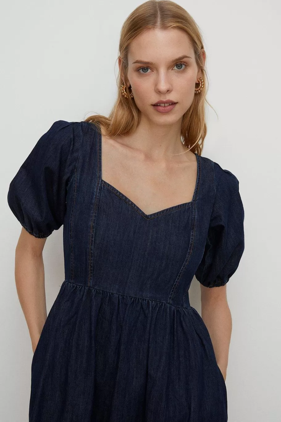 Oasis Denim Midi Dress Dark Wash Discount