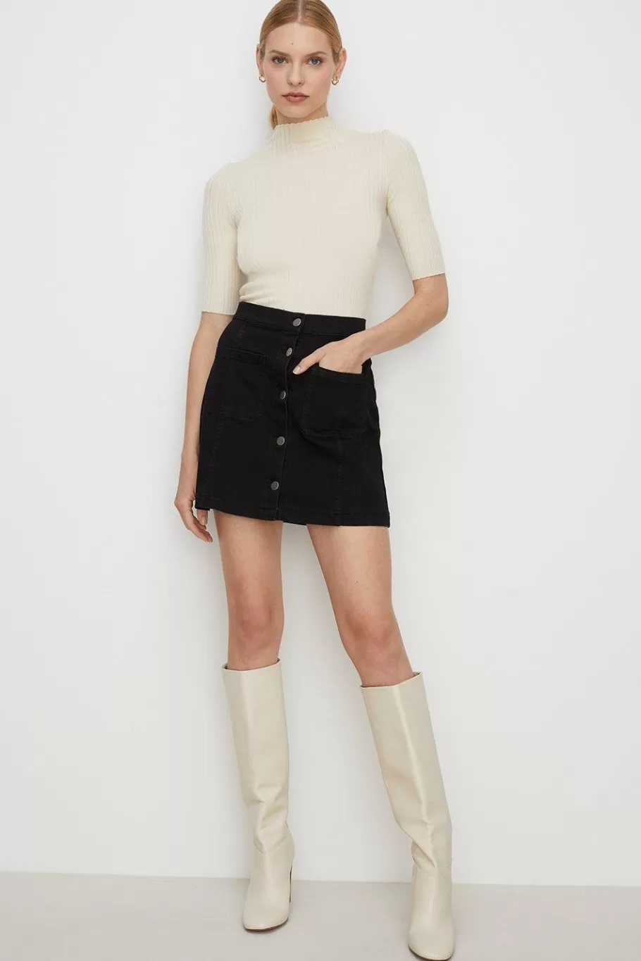 Oasis Denim Mini Skirt Black Best Sale