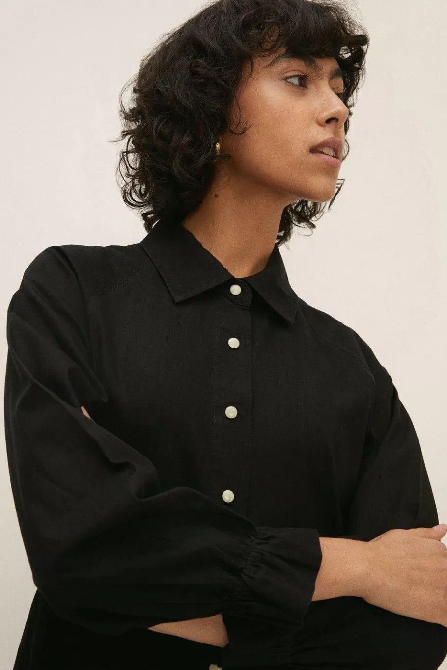 Oasis Denim Skater Button Through Shirt Dress Black Shop