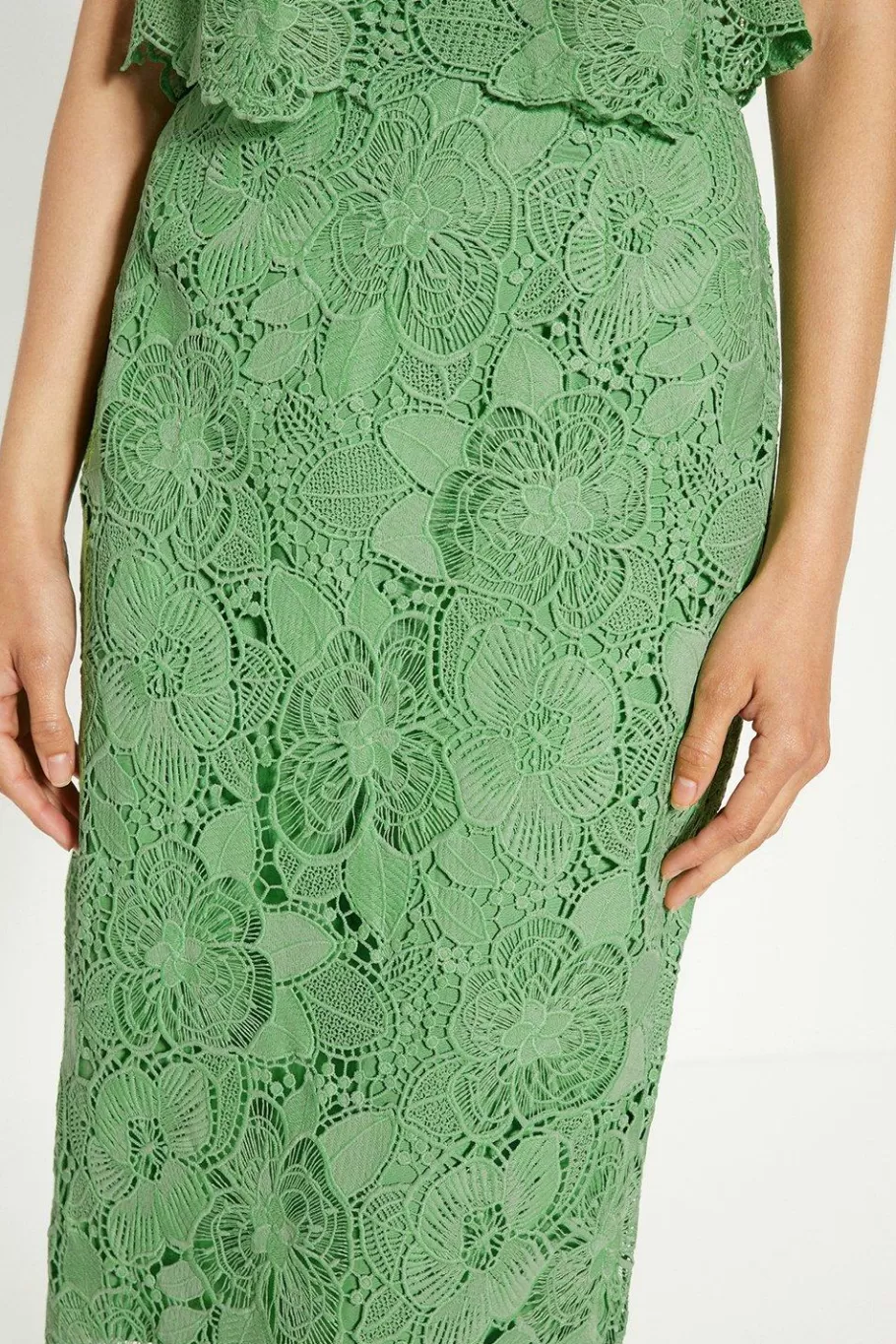 Oasis Detailed Lace Pencil Skirt Green Best Sale