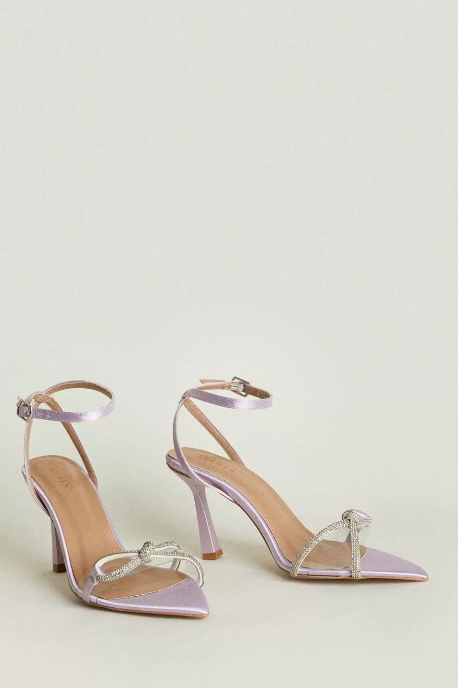 Oasis Diamante Bow Strappy Heel Lilac Flash Sale