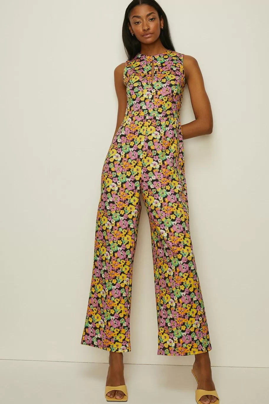 Oasis Ditsy Floral Keyhole Scuba Jumpsuit Multi Fashion