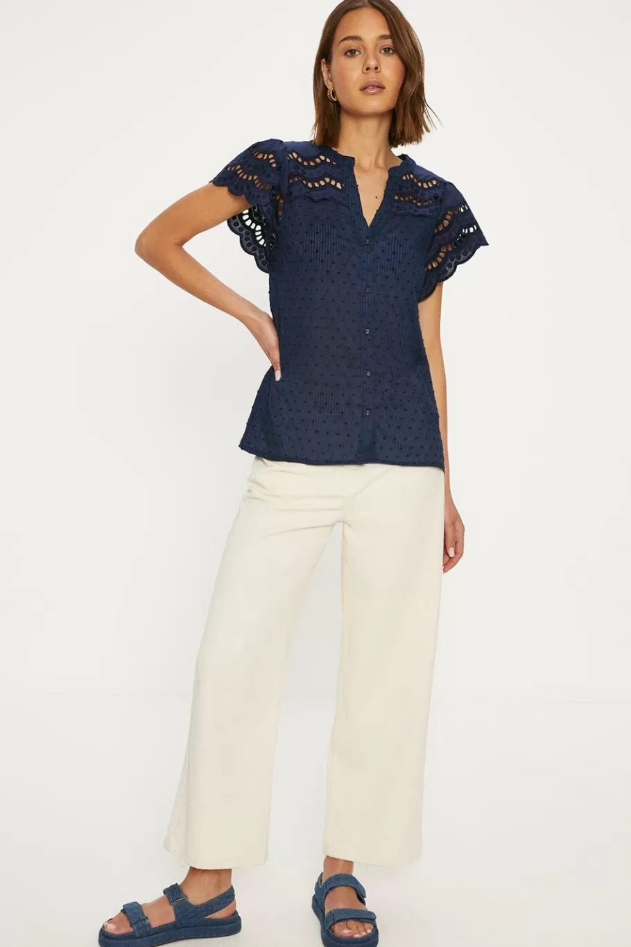 Oasis Dobby Textured Blouse Navy Best Sale