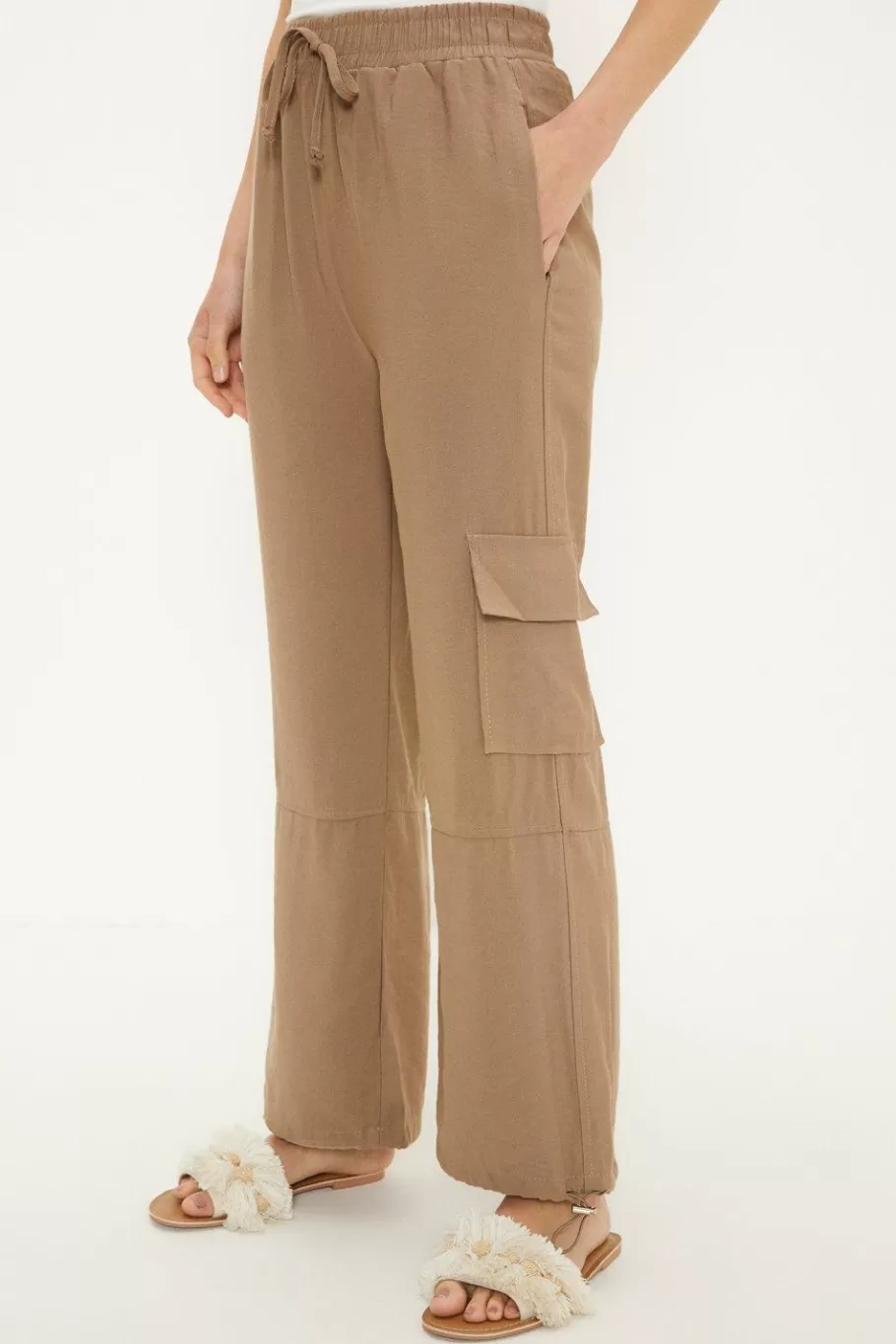 Oasis Drawstring Cargo Trouser Camel Best