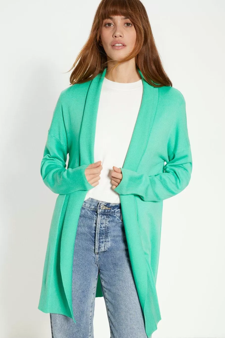 Oasis Edge To Edge Rib Sleeve Oversized Cardigan Green Flash Sale