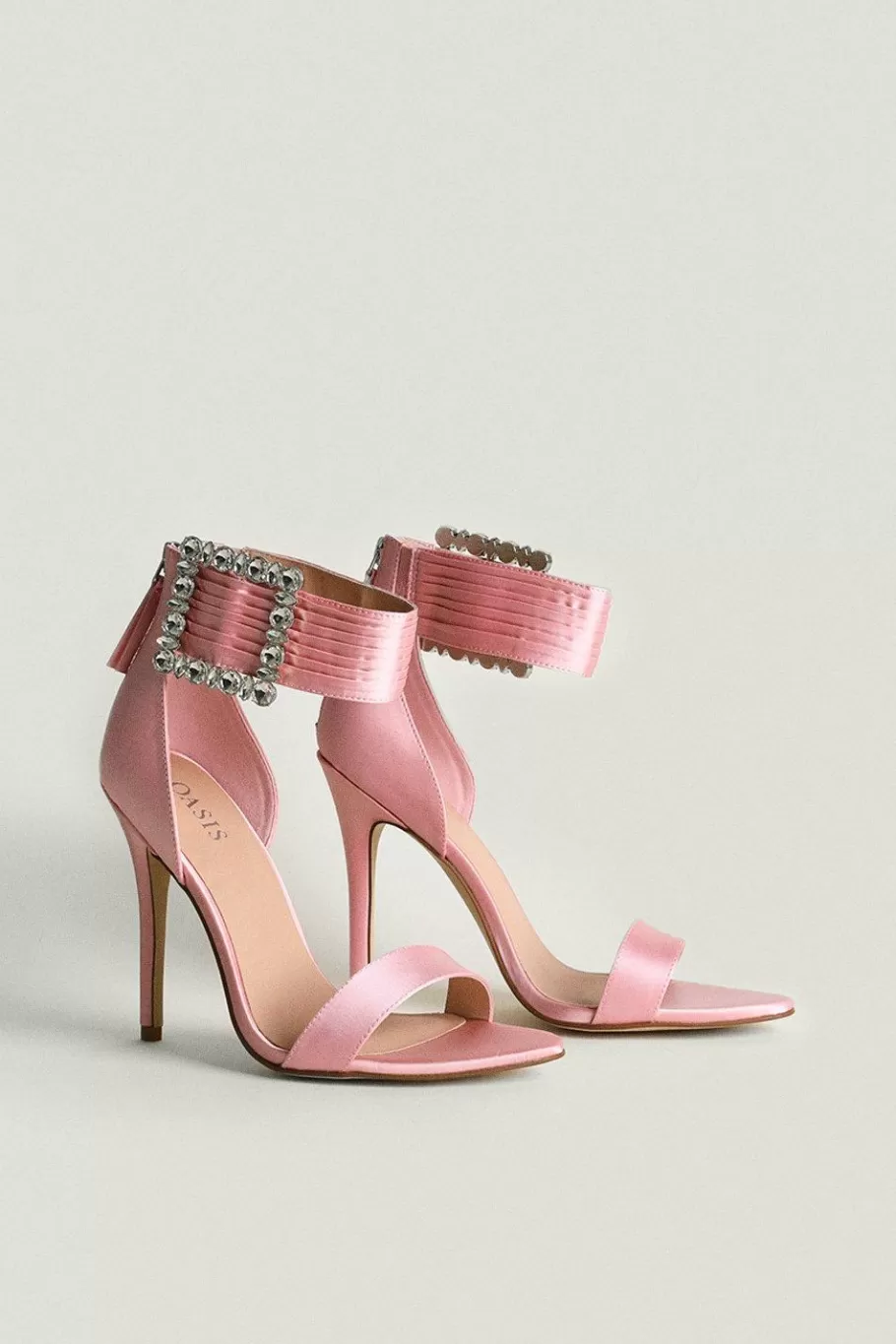 Oasis Embellished Buckle Detail Stiletto Heel Blush New