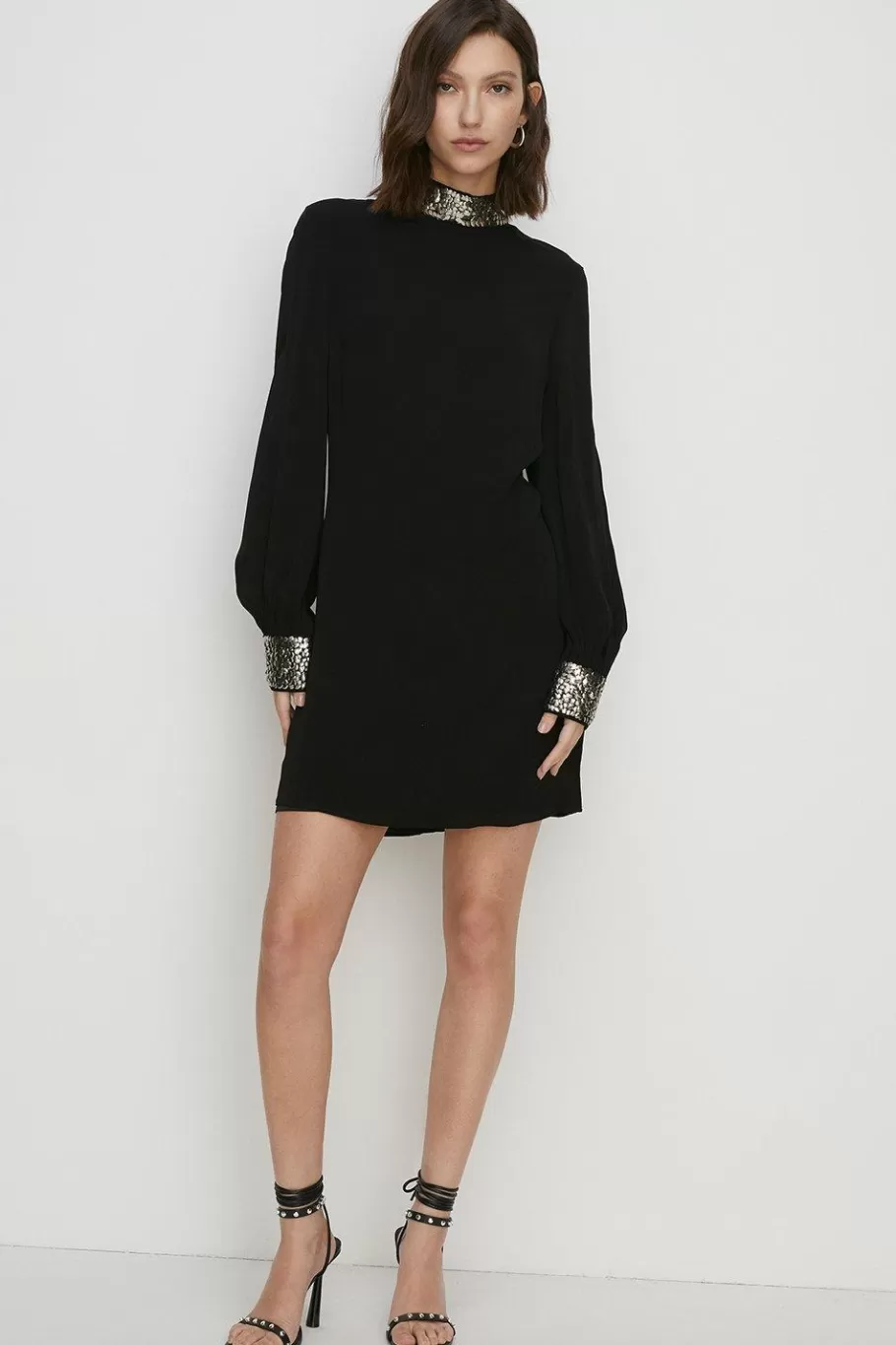 Oasis Embellished Shift Dress Black Sale