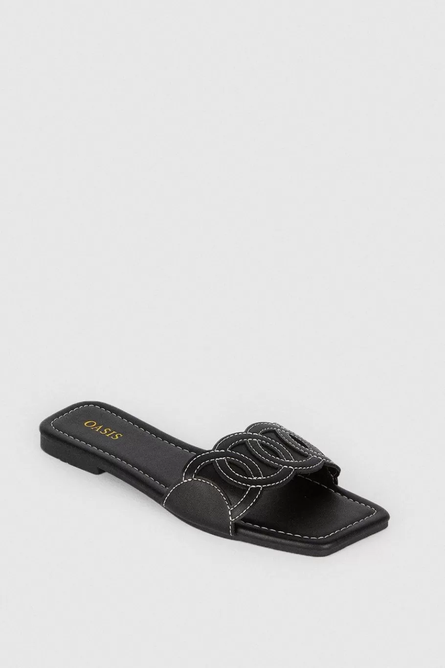 Oasis Embroidered Square Toe Slides Black Best