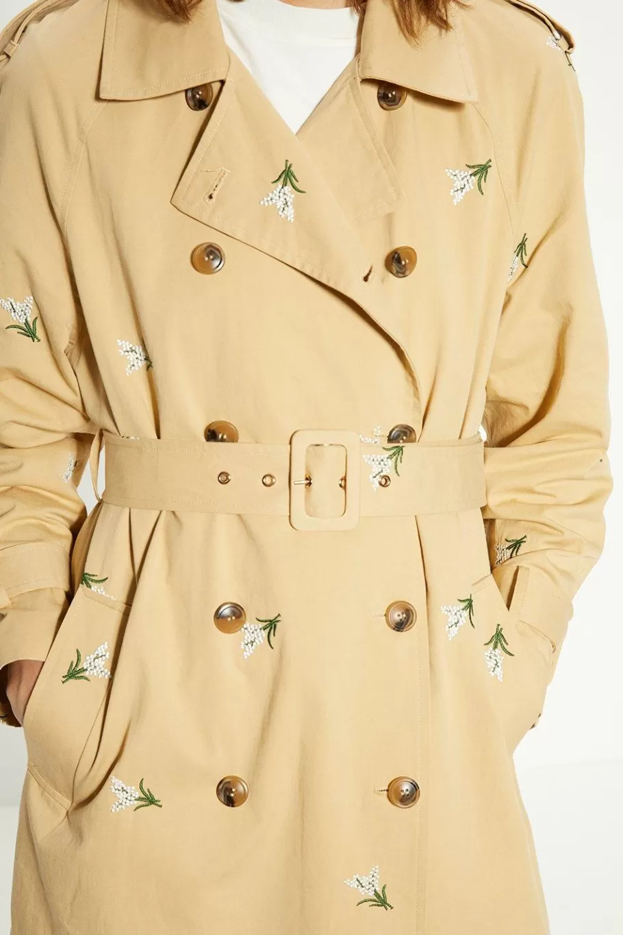 Oasis Embroidered Trench Coat Beige Store