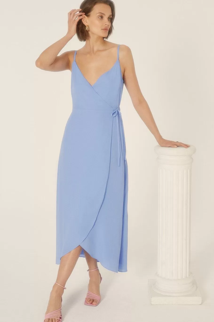 Oasis Essential Strappy Cami Wrap Dress Cornflower Best Sale