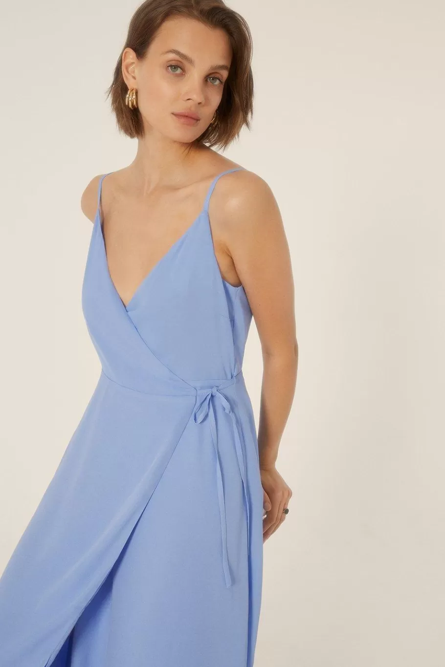 Oasis Essential Strappy Cami Wrap Dress Cornflower Best Sale