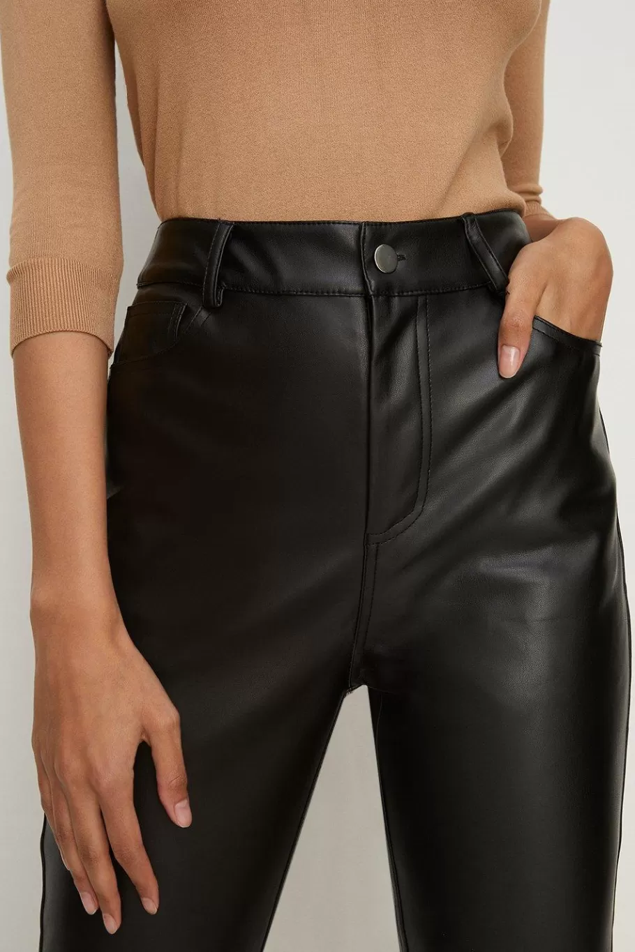 Oasis Faux Leather Skinny Leg Trouser Black Store