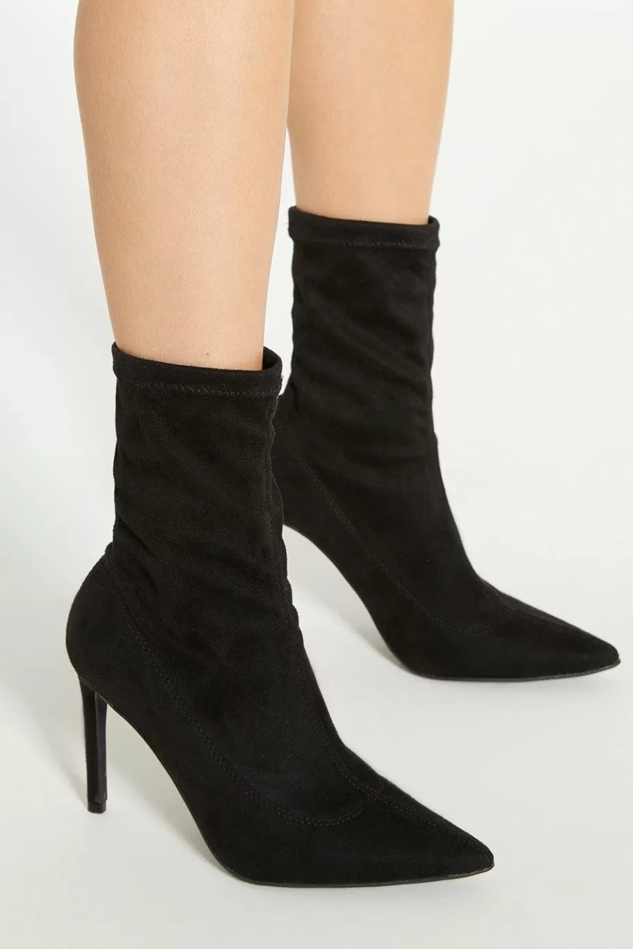 Oasis Faux Suede Stretch Ankle Boot Black Cheap