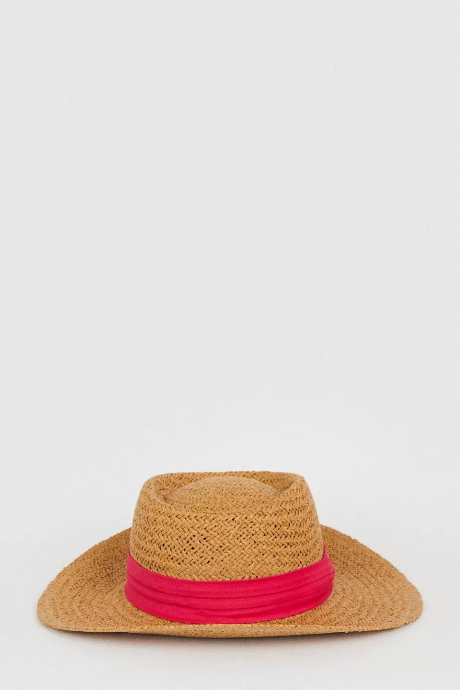 Oasis Fedora Contrast Band Straw Hat Pink New