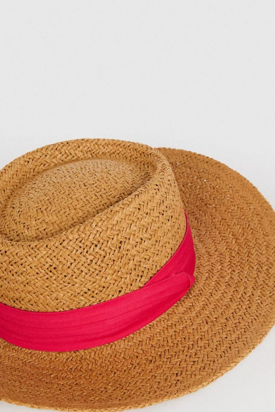 Oasis Fedora Contrast Band Straw Hat Pink New