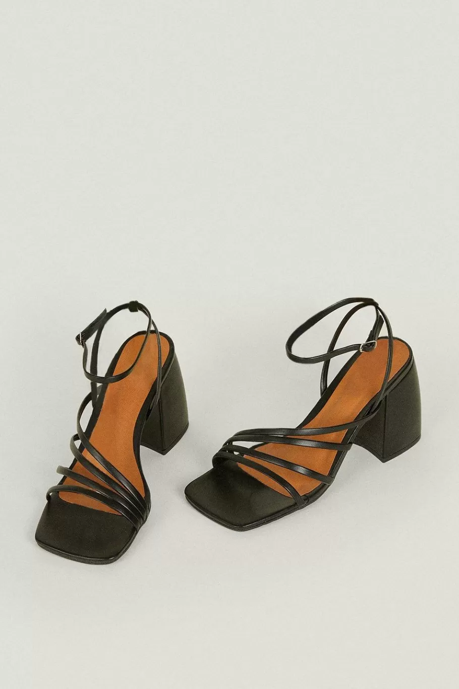 Oasis Flared Heel Sandals Tan Online