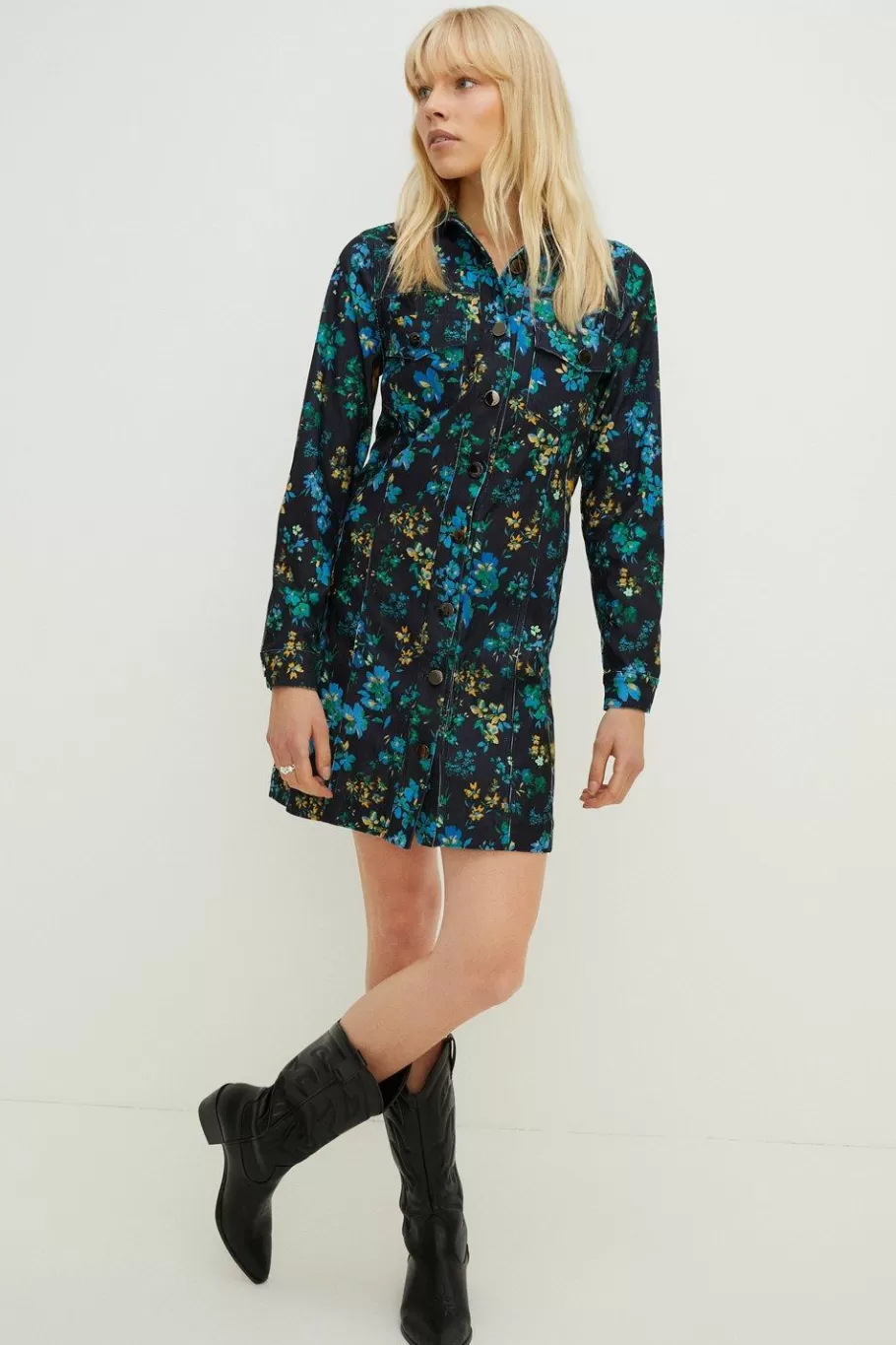 Oasis Floral Cord Printed Shift Dress Multi Clearance