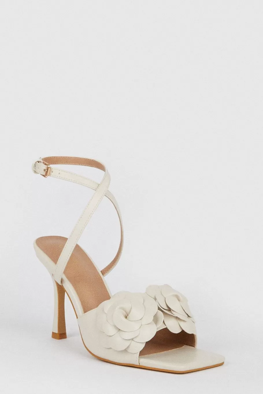 Oasis Floral Corsage Heeled Sandals Cream Cheap